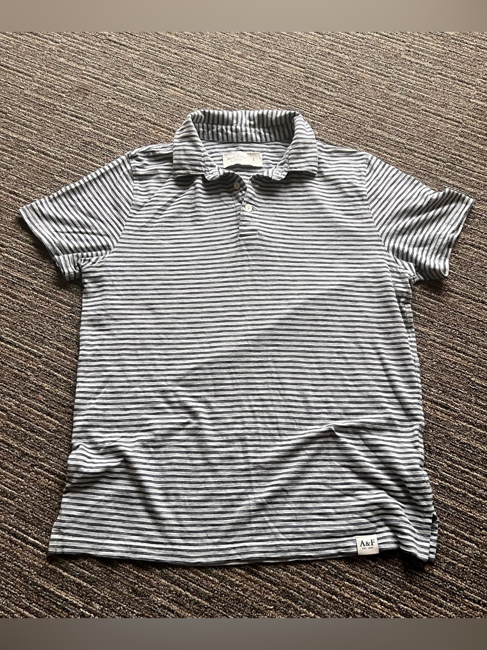 Y2K Vintage Abercrombie & Fitch 2000s Striped Polo Shirt Grey Black